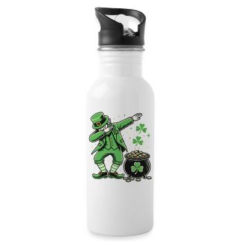 Drôle de Leprechaun en train de tapoter des pièces d’or Shamrock - Gourde avec paille intégrée - blanc - Droite