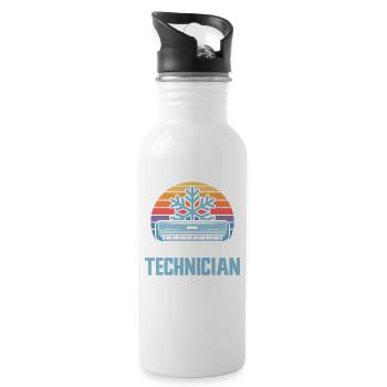 HVAC Techniker Retro Klima Experte Design Profis - Trinkflasche mit integriertem Trinkhalm - Weiß - Rechts