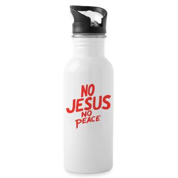 Kenne Jesus, kenne Frieden - Trinkflasche mit integriertem Trinkhalm - Weiß - Rechts