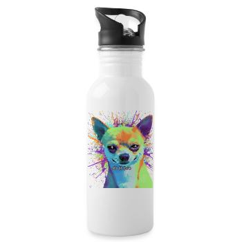 Pop Art Chihuahua « Do It Bro » - Gourde avec paille intégrée - blanc - Droite