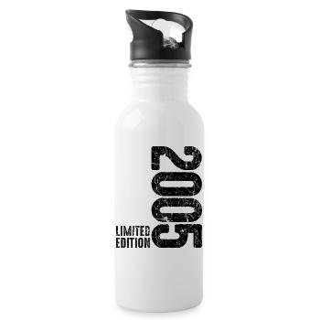 21st Birthday Man Woman 21 Years 2005 Birthday - Water bottle with straw - white - Right
