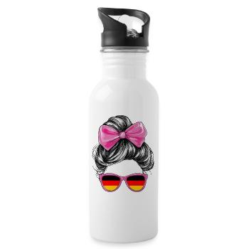 Germany Flag Flag Woman Sunglasses Fan - Water bottle with straw - white - Right