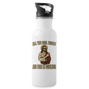 All the cool people are born in December - Jesus  - Trinkflasche mit integriertem Trinkhalm - Weiß - Rechts