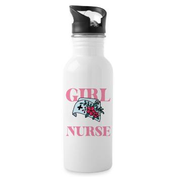 Just a woman who loves nurse - Water bottle with straw - white - Right