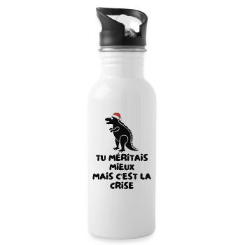 Christmas Crisis Humor Funny Phrase Gift Idea Christmas - Water bottle with straw - white - Right