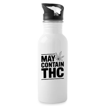 May Contain THC - Water bottle with straw - white - Right