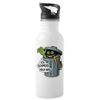 Trash Monster: I'm Throwing Myself Away - Water bottle with straw - white - Right