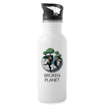 Cracked Planet Eco Scene - Water bottle with straw - white - Right