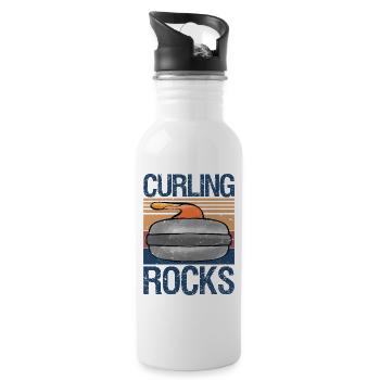 Curling Rocks Funny Winter Sports Gift - Water bottle with straw - white - Right