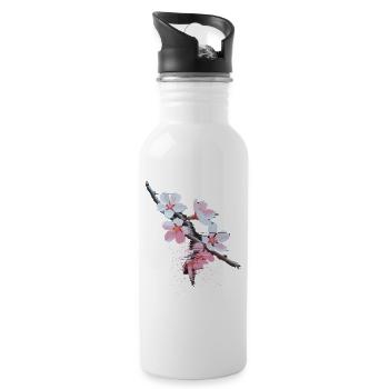 Succursale d’art bug de Cherry Blossoms - Gourde avec paille intégrée - blanc - Droite
