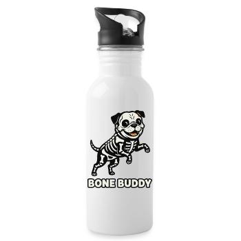 Bone Buddy Dog - Water bottle with straw - white - Right