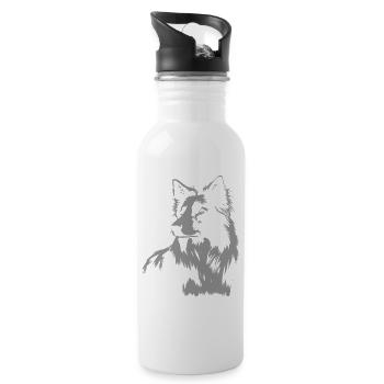 Border Collie Portrait – Powerful Dog Motif - Water bottle with straw - white - Right