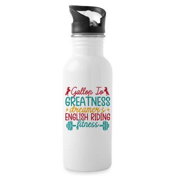 Hobby Horse Rider Gallop To Fitness English Riding - Trinkflasche mit integriertem Trinkhalm - Weiß - Rechts
