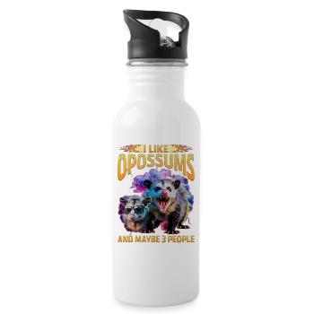 Funny Opossum - Water bottle with straw - white - Right