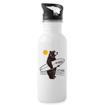 California Surf Bear - Water bottle with straw - white - Right