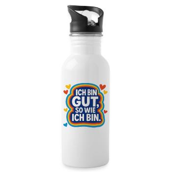 Je suis bien comme je suis, affirmation - Gourde avec paille intégrée - blanc - Droite
