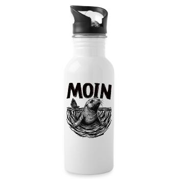 Seal seal Baltic Sea North Sea Moin - Water bottle with straw - white - Right