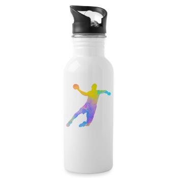 Handball Joueur de Hand Coloré Papa Handballeur  - Gourde avec paille intégrée - blanc - Droite