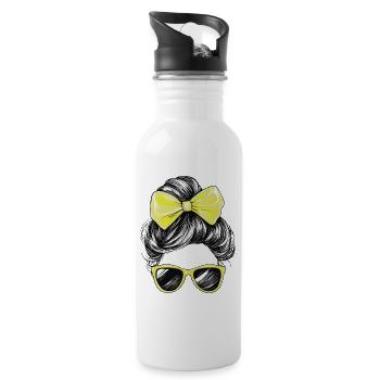 Woman Sunglasses Hair Bow Girl Yellow - Water bottle with straw - white - Right