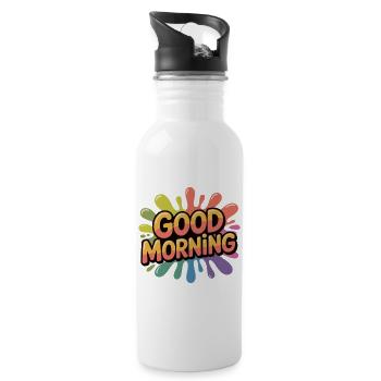 Good Morning Rainbow Splash - Water bottle with straw - white - Right