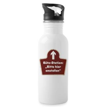 Bütz-Station Carnival Costume Replacement Kölle Alaaf - Water bottle with straw - white - Right