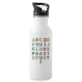 Alphabet Dinosaures Enfants Abécédaire Illustré - Gourde avec paille intégrée - blanc - Droite
