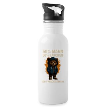 mann bärchen hoodie, 100 prozent kuschel - Trinkflasche mit integriertem Trinkhalm - Weiß - Rechts