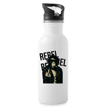 Rebel Simian in Leather - Water bottle with straw - white - Right