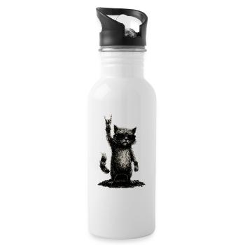 Grunge Cat Cat Rockhand Sunglasses - Water bottle with straw - white - Right