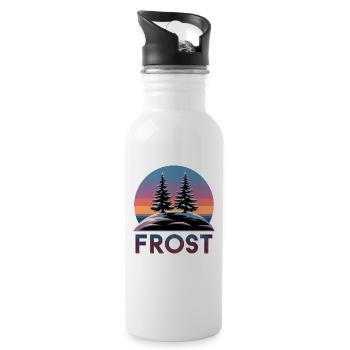  Frost Winterwald Retro Sonnenuntergang mit Tannen - Trinkflasche mit integriertem Trinkhalm - Weiß - Rechts