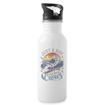 Just a Boy Who Loves Crows - Trinkflasche mit integriertem Trinkhalm - Weiß - Rechts