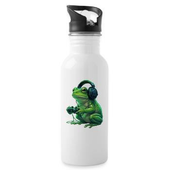 FrogGamer with Headphones - Water bottle with straw - white - Right