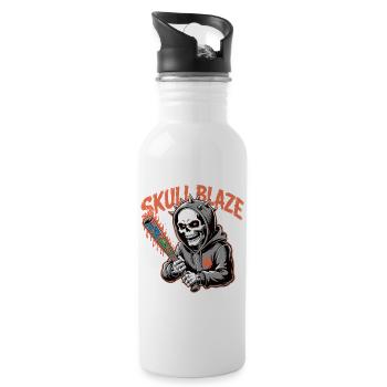 Skull Blaze Graffiti Skull - Water bottle with straw - white - Right