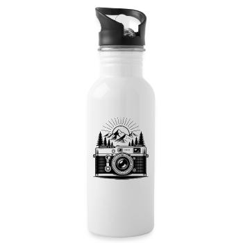 Wandern Wanderer Berge Fotograf Kamera - Trinkflasche mit integriertem Trinkhalm - Weiß - Rechts