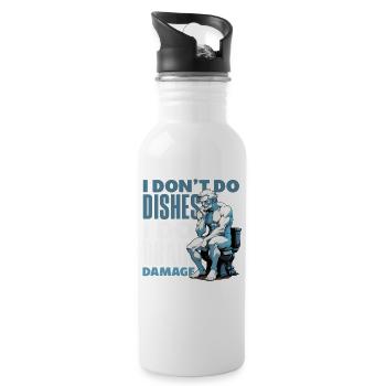 Toilet Clogging Master Funny - Water bottle with straw - white - Right