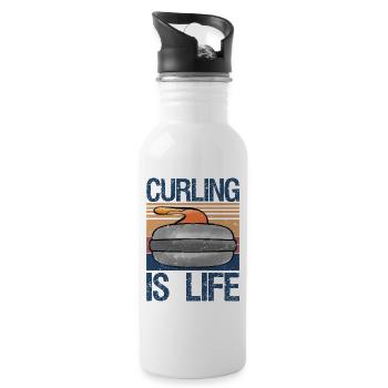 Curling Is Life Winter Sports Lover - Water bottle with straw - white - Right