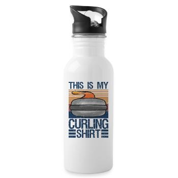 Funny Curling Art for Men Women Curler Curling - Water bottle with straw - white - Right