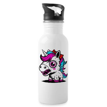 Licorne néon - Gourde avec paille intégrée - blanc - Droite
