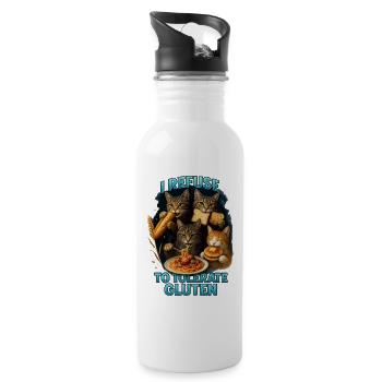 Gluten Glutenunverträglichkeit Geschenk - Trinkflasche mit integriertem Trinkhalm - Weiß - Rechts