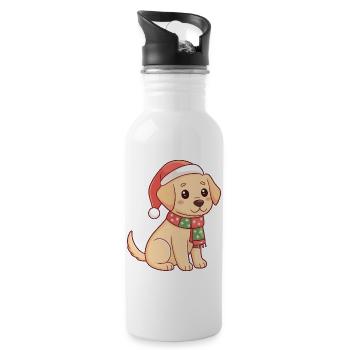 Puppy Christmas Sparkly - Water bottle with straw - white - Right