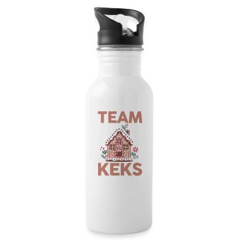 Weihnachtsmann Lebkuchenhaus Weihnachten - Trinkflasche mit integriertem Trinkhalm - Weiß - Rechts