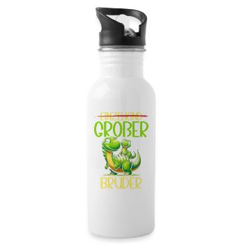 Big Brother Dinosaur Dino Sibling Motif - Water bottle with straw - white - Right