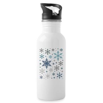 Flocons de neige Noël d’hiver - Gourde avec paille intégrée - blanc - Droite