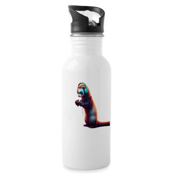 Ferret Games Animal Video Games Fun - Water bottle with straw - white - Right