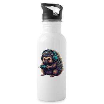 Igel Spiele Tier Videospiele Lustiger Igel - Trinkflasche mit integriertem Trinkhalm - Weiß - Rechts