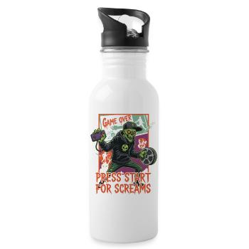 Zombie Gamer: Game Over Press Start - Water bottle with straw - white - Right