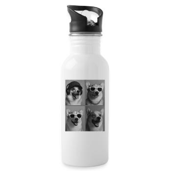 Corgi Dogs Collage Four Portraits - Water bottle with straw - white - Right
