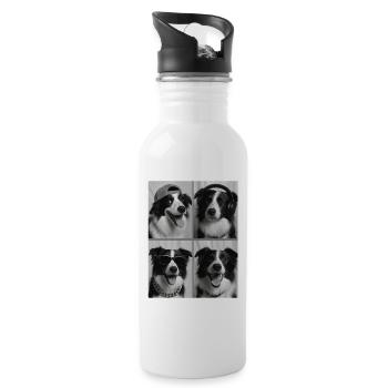 Border Collie - Trinkflasche mit integriertem Trinkhalm - Weiß - Rechts