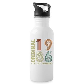 Original 1986 Vintage Vintage Anniversaire Rétro - Gourde avec paille intégrée - blanc - Droite