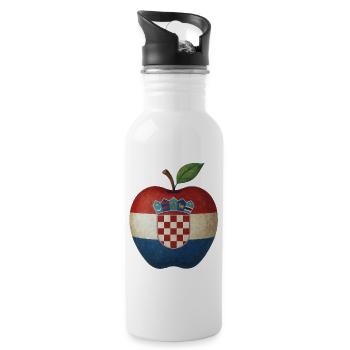 Kroatien - Trinkflasche mit integriertem Trinkhalm - Weiß - Rechts